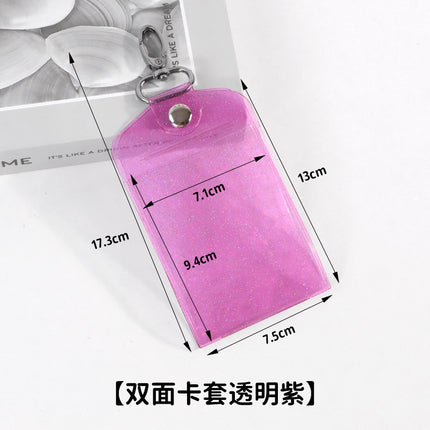 Waterproof PVC Transparent Flash Powder Card Set Work Card Student Meal Card Certificate Star Peripheral Small Card Storage Set Pendant