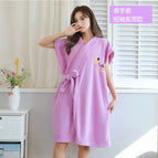 Half sleeve purple / Smiley face bathrobe pineapple grids [ 40-90kg can be worn]