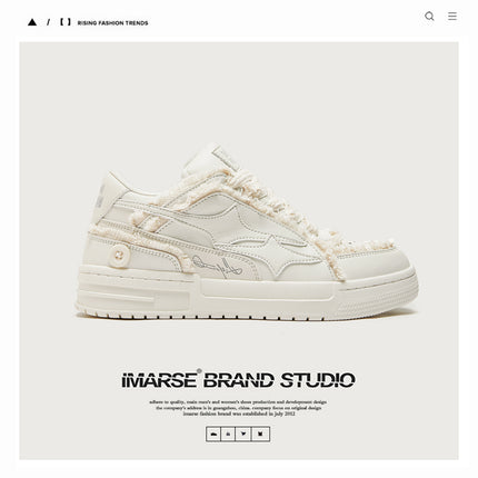 Guangzhou Shoes Destroyed Aesthetic Design Men's Shoes Men's Trendy Shoes White Sneakers Casual White Shoes Men's and Women's Couple Shoes