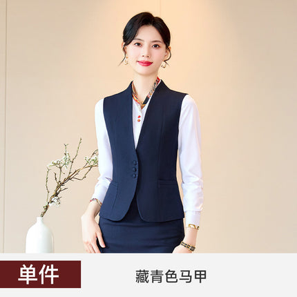 Business Wear Tooling Vest Women's Spring and Autumn New Temperament Hotel Manager Front Desk Reception Overalls with Vest