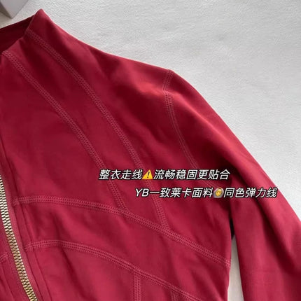 Lulu Same Style Spring and Autumn Women's Sports Jacket Yoga Clothes Top Casual Outdoor Collar Long Yoga Long Sleeve Jacket