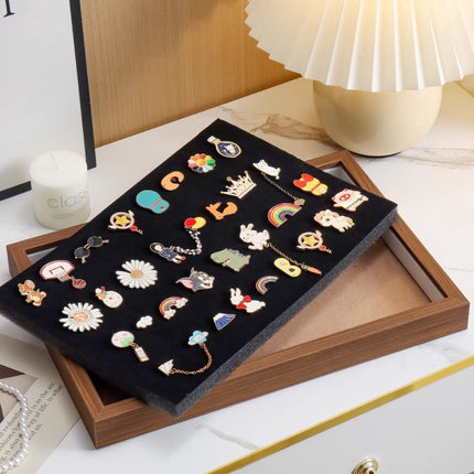 Badge Display Frame Metal Brooch Medal Collection Collection Felt Display Board Wood Grain Wall Hanging Medal Bar Storage