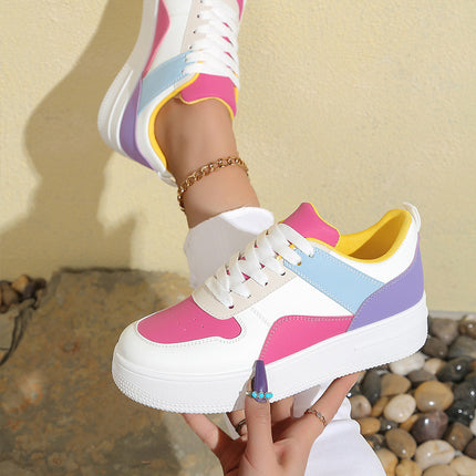White Shoes Women's New Fashion Sports Casual Shoes Cross-border Foreign Trade plus size All-match Breathable Thick Sole Heightening Shoes