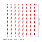 Red striped straw-10pcs