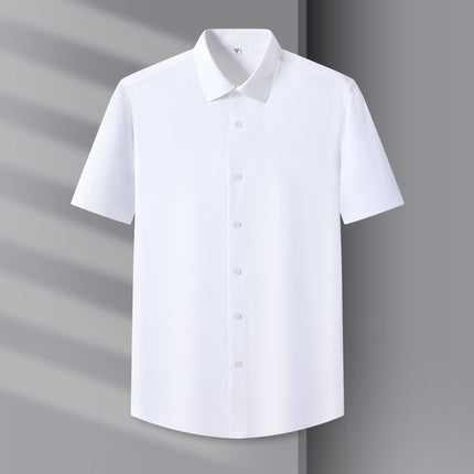 Counter Men's and Women's Summer Natural Modal Short-Sleeved White Shirt, No-Iron, Anti-Wrinkle, High-End Cool Cloud Shirt
