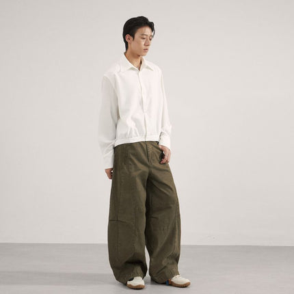 Jiamu American High Street Simple Splicing Baggy Neutral Versatile Draped Loose Wide-Leg Scimitar Casual Pants for Men and Women