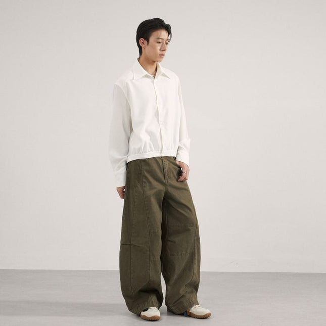 Jiamu American High Street Simple Splicing Baggy Neutral Versatile Draped Loose Wide-Leg Scimitar Casual Pants for Men and Women