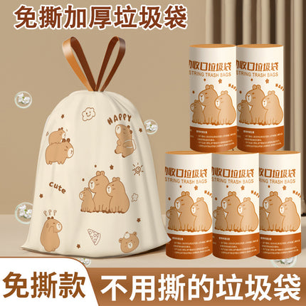 Drawstring Garbage Bag Household Thickened Portable Point Break Kitchen Cleaning Bag Large Size Cartoon Printed Plastic Bag in stock