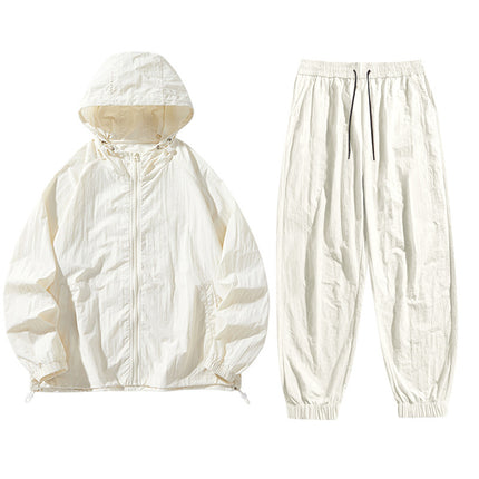 Sun Protection Clothing Set Upf50+ Cool-Touch Ice Silk Original Yarn Hooded Breathable Nylon Ice Silk Outdoor Skin Protection Clothing Shorts