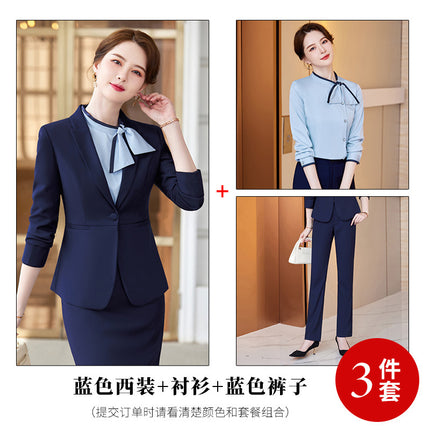 Professional Suit Long Sleeve Dress Women's Autumn Tooling Hotel Manager Dress Jewelry Store Front Desk Reception Work Clothes