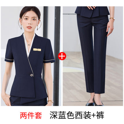 High-end business attire suit female summer management work clothes jewelry shop beauty salon hotel front desk reception work clothes