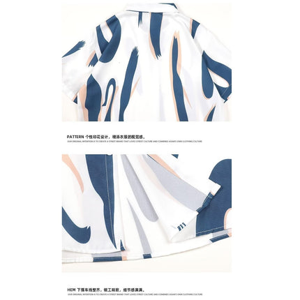 Short-Sleeved Shirt Men's Summer Striped Short-Sleeved Shirt Men's Casual Loose Large Size Half-Sleeved Trendy Shirt - Drop Shipping