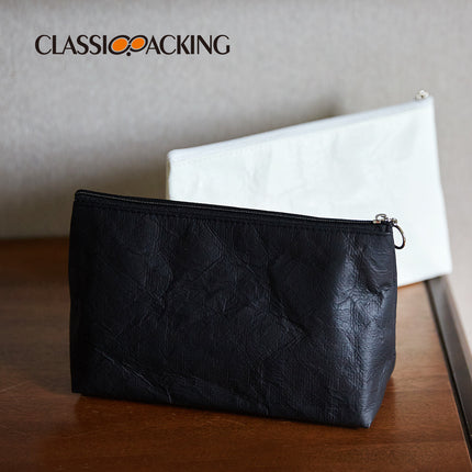 Simple Black and White DuPont Paper Storage Bag Travel Toiletries Storage Bag Portable Waterproof Zipper Cosmetic Bag