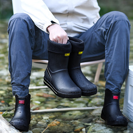 Fashion Short Rain Shoes Men's Low Work Shoes Low-top Non-slip Kitchen Shoes Wear-resistant Rubber Shoes Fishing Shoes Waterproof Shoes