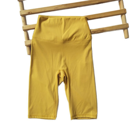 Five-Point Pants ~ Brushed No-Awkward-Line Sports Fitness Pants High-Waisted Cycling Pants Tight Yoga Shorts Yoga Pants
