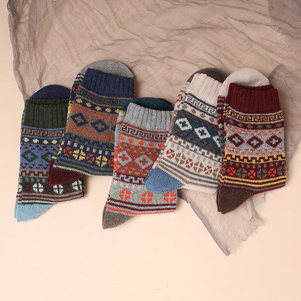 5-10 pairs of retro thick line socks men's stockings autumn and winter warm thickened men's ethnic totem socks winter