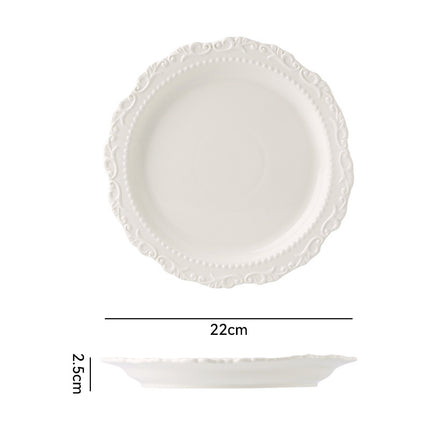 French ins style cream ceramic Western plate lace vintage dessert plate cream cake plate swing plate wholesale