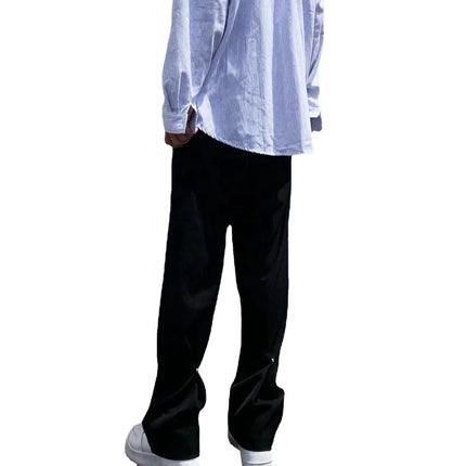 Doping trousers men's spring new trend ins straight loose casual pants solid color buttons fashion mop pants