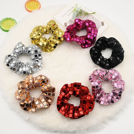 New cross-border silver large intestine hair ring women's head high sense hair ring fabric hair rope light luxury hair accessories wholesale