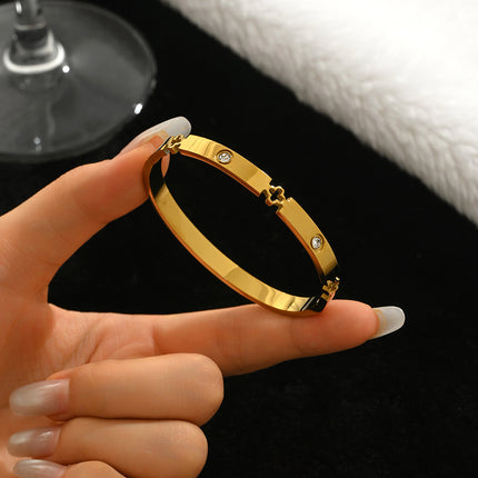 Titanium Steel Bracelet Does Not Fade, Diamond-Encrusted Real Gold Electroplated 18K Gold Stainless Steel Bracelet Douyin Cross-Border Same Style
