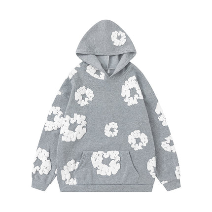 Cross-border Flower Printed Trendy Brand Same Style Hooded Sweater European and American Loose Hoodie Men's and Women's Sweater suit Men's Trendy Brand