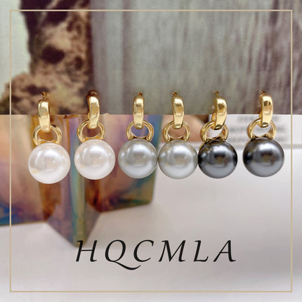 Cross-Border Hong Kong Style Retro Pearl Simple Earrings Light Luxury High-End Fashion Women's Earrings Round Bead Earrings