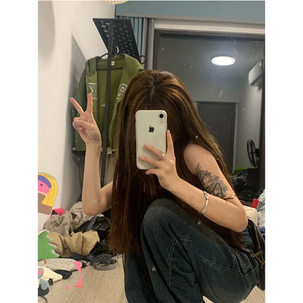 High Street Petite Slimming Jeans Wide-Leg Pants 2025 Retro Outerwear Drape Floor-Length Pants Women's Summer