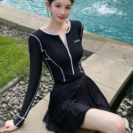 New sports swimsuit women's one-piece two-piece skirt sexy surfing suit slimming conservative hot spring swimsuit wholesale women