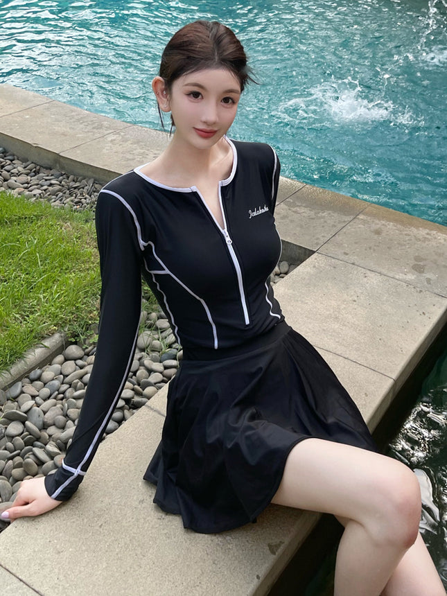 New sports swimsuit women's one-piece two-piece skirt sexy surfing suit slimming conservative hot spring swimsuit wholesale women