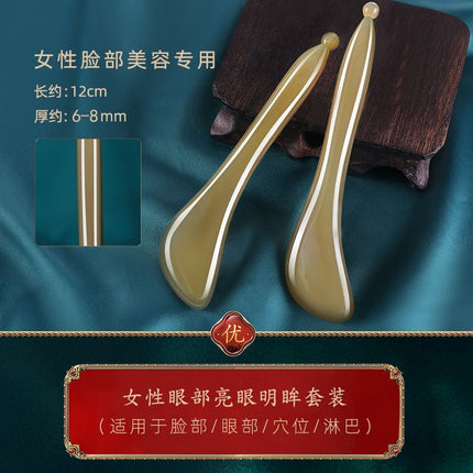 Natural White Buffalo Horn Scraping Board Facial Hospital Face Eye Bra Stick Massage Wrinkle Scraping Board