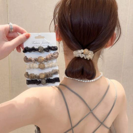 Korean high-grade feeling headband 2023 New exquisite large intestine hair band rubber band women's horsetail ball headdress leather case