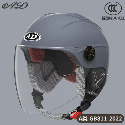 Ad Electric Motorcycle Helmet for Men and Women, Summer 3C Certified Half Helmet, Battery Car Safety Helmet, Sun Protection for Riding