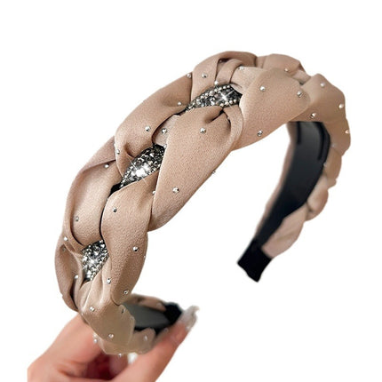Black Rhinestone Twist High Crown Headband for Women, Versatile Hair Accessory for Going Out, Face Washing Headband