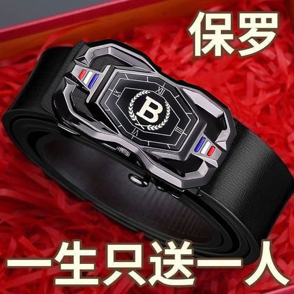 Men's Recycled Leather Belt with Automatic Buckle, Trendy and Versatile for Young and Middle-Aged People, Business Pants Belt Wholesale Waistband