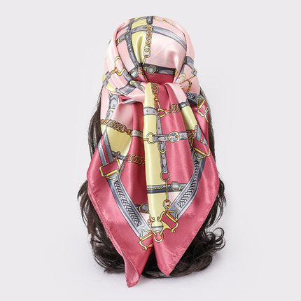 Spring and Autumn New Large Square Scarf Large Silk Scarf Decorative South Korea All-match Women's Scarf Headscarf Scarf Chic Style Hair Belt Art