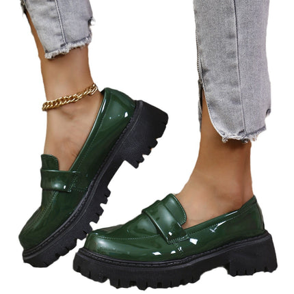 Foreign trade shoes 2024 winter new British style Joker thick bottom round head stone pattern pedal loafers wholesale