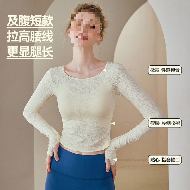 Yoga Wear for Women Summer Cross-Border New Style Cut Out Beautiful Back Sports T-Shirt Tops Sports Outdoor Fitness Long-Sleeved Blouses