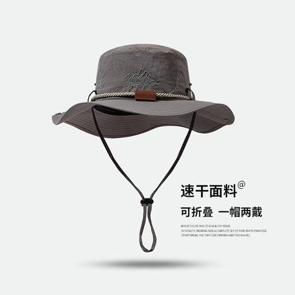 Japanese Fishing Drawstring Fisherman Hat Sun Shade Breathable Sunscreen Outdoor Mountaineering Fishing Hat Western Cowboy Hat
