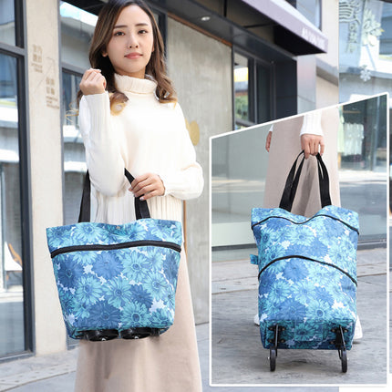 Factory Direct Supply Printed Oxford Cloth Foldable Shopping Bag Household Handbag with Tug