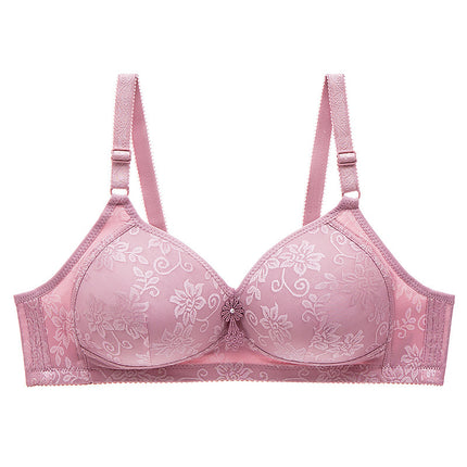 Underwear Women's Bra Push-Up Without Rims to Control Secondary Breasts Adjustable Sexy Thin Large Size Mother's Bra for Middle-Aged Women