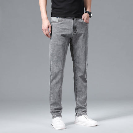 Light Luxury Smoke Grey Jeans Men's Straight Loose Summer Thin Men's Pants 2025 New Casual Trendy Trousers