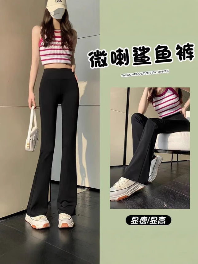 Shark Pants Flared Pants Women's Outer Wear Leggings High Waist Slim-Fit Slim-Fit Hip Tucking Spring and Autumn Yoga Horseshoe Pants