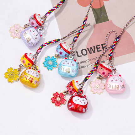 Magic Color Water Bell Cherry Blossom Lucky Cat Mobile Phone Chain Lucky Nafu Gemini Cat Cute Pendant Key Bag Pendant