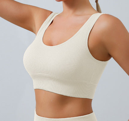 European and American Pure Color Threaded Yoga Intimates U-Shaped Seamless Cross-Border Sports Fitness Yoga Vest Intimates Bra for Women