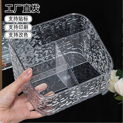 Light Luxury Cosmetics Storage Box Desktop Dressing Table Lipstick Skin Care Products Water Ripple Acrylic Large Capacity Storage Rack