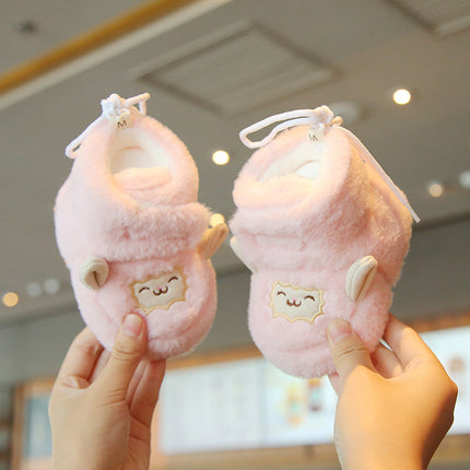 Baby Shoes Autumn and Winter Fleece-Lined Thick Plush Cotton Shoes Non-Falling Boots 0-6-12 Months Male and Female Baby Soft Sole Toddler Shoes