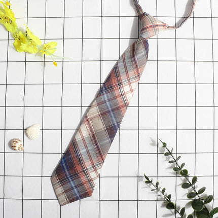 JK Small Tie Women's College Style Lazy Japanese Style Plaid Uniform Shirt Tie Student ins Men's and Women's Short Free Tie