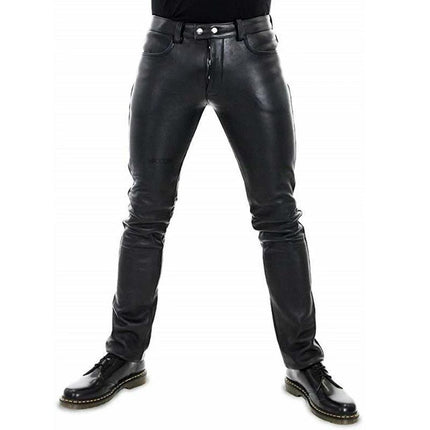 2023 Cross-Border New Product Hot Model Wish Amazon Hot Selling European and American Color Pu Elastic Casual Men's Leather Pants Kz6688