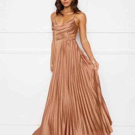2025 Amazon Independent Station Cross-border Long Women's New Solid Color Sexy Backless Strap Press dress