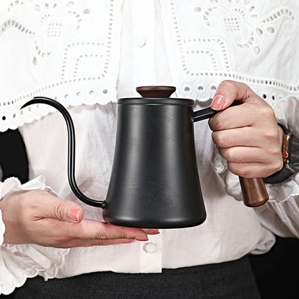 Hand Brewed Coffee Pot Stainless Steel Household Ear-Hanging Swan Neck Pot Teflon Long Mouth Pot Coffee Hand Brewing Pot Brewing